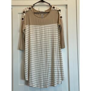 Lollipop Star NWT Taupe / white stripe tunic M